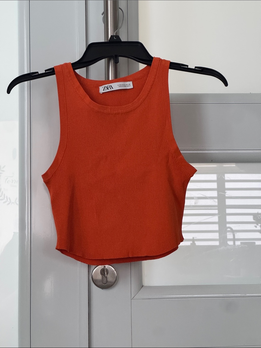 Zara Bright Orange Ribbed Crop Tank